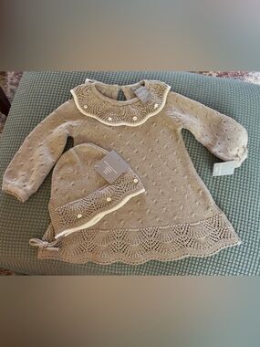Tahari Baby Knit Dress and Cap